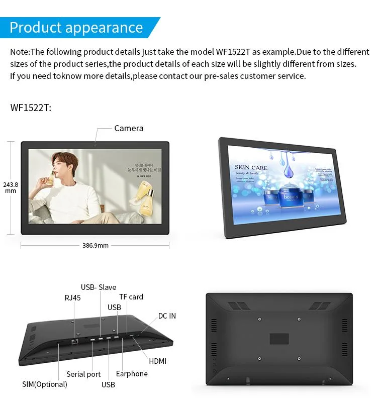 Elc Wf1522t 15.6inch Wall Mount Capacitive Touch Screen WiFi Poe Rk3288 Quad Core 4G LTE Android Tablet for Fitness Equipment