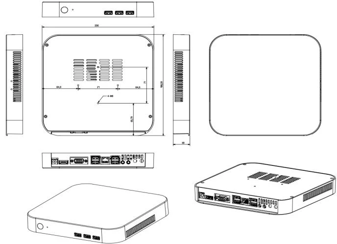 Computer J1900 Mini PC Linux WiFi 4G SIM Slot Desktop Computer with Mini Motherboard