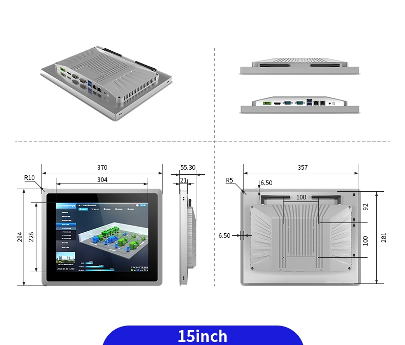 Senke 10.4 12.1 15 17 19 Inch LCD Display Fanless Panel PC Ipc Ppc Ubuntu Linux Windows Based Flat Industrial Grade Touchscreen HMI Monitor