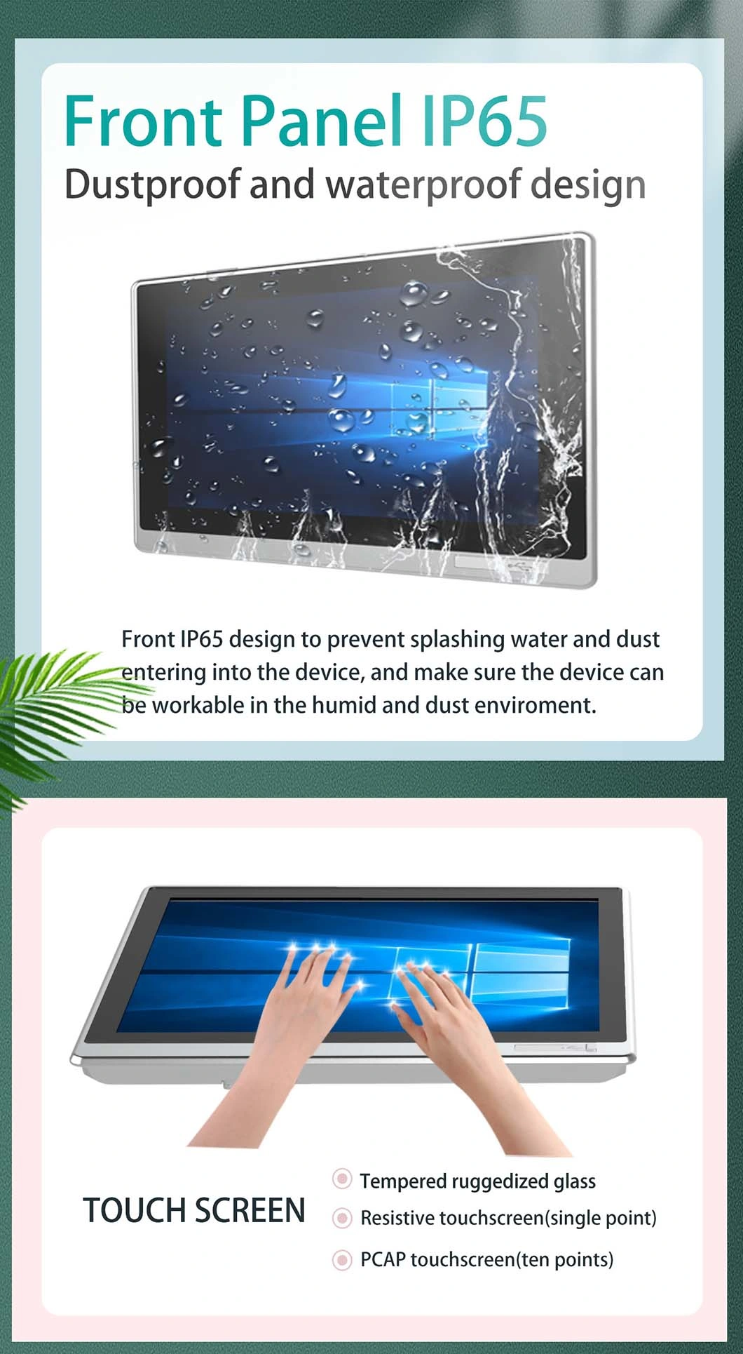 19 Inch Industrial Embedded PC IP65 Waterproof Dustproof Resistive Touch Screen Intel Skylake I3 CPU 7100u Codesys Fanless All-in-One Computer HMI Panel PC