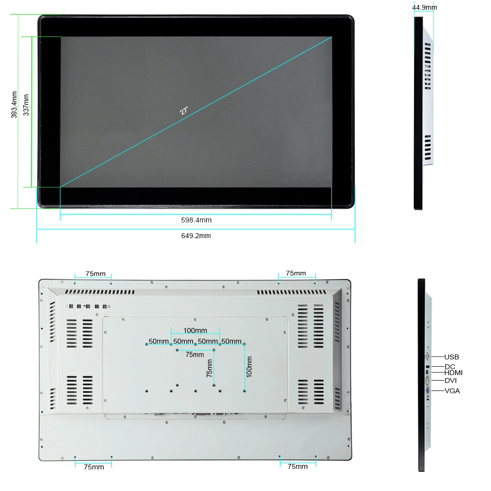 27"TFT LCD Touch Monitor with Projected Capacitive Touch Screen IPS LCD Monitor