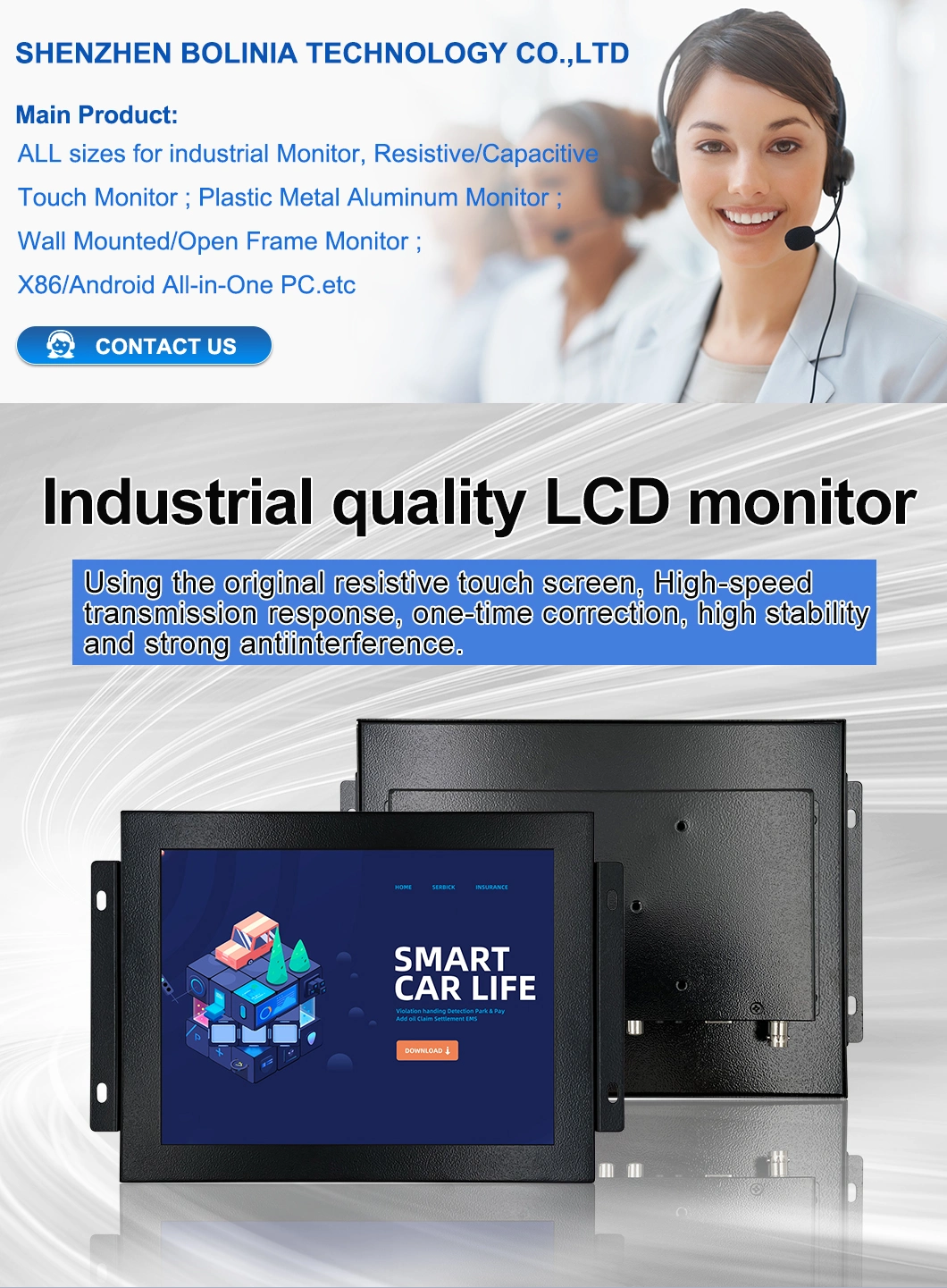 10′′ 10.1′′ Inch HDMI VGA AV BNC Non Touch Screen Metal Case TFT Open Frame Embedded OEM ODM Industrial LCD Monitor