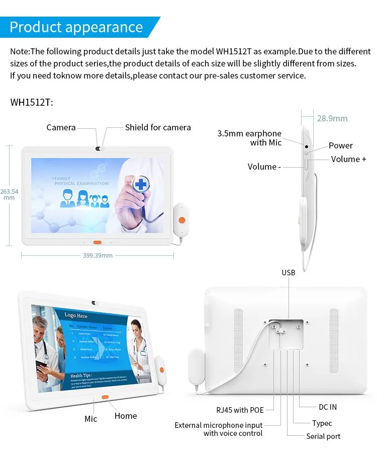 Elc Wh1512t 2021 New Arrival Design High Quality 15.6 Inch Medical Tablet PC for Hospital